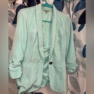 Charlotte Russe Mint Green Open-Front Blazer